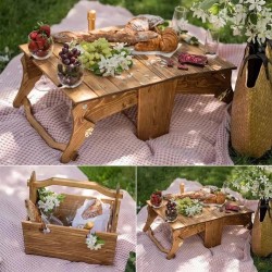 Table Portable Outdoor Beach Camping Garden Furniture Picnic Desk Tea Wine Glass Holder