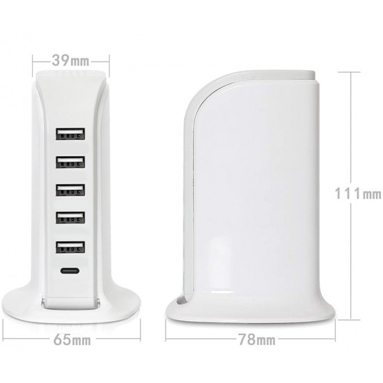  Charging Station 6 in 1 Travel Adapter 40W USB Fast Charger with PD 20W USB