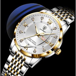  Business Mens Watch Waterproof Luminous Calendar Stainless Steel Men Wristwatch 
